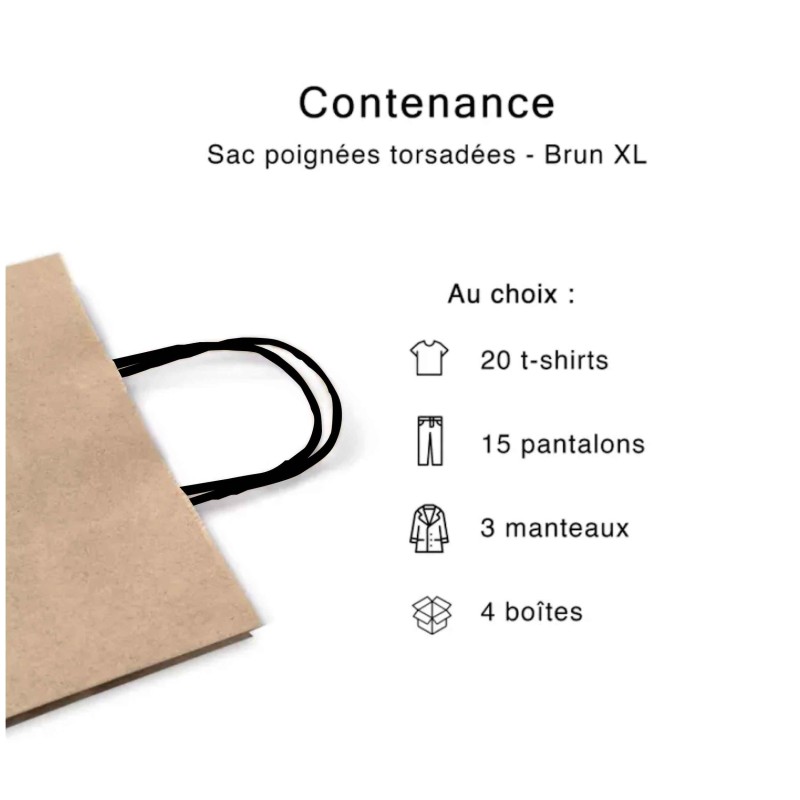 Chronopack Sac poignées torsadées noires - kraft XL