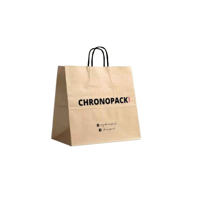 Chronopack Sac poignées torsadées noires kraft L