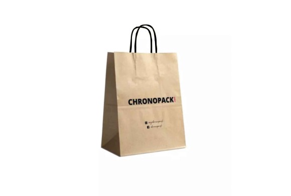 Chronopack Sac poignées torsadées noires - kraft M