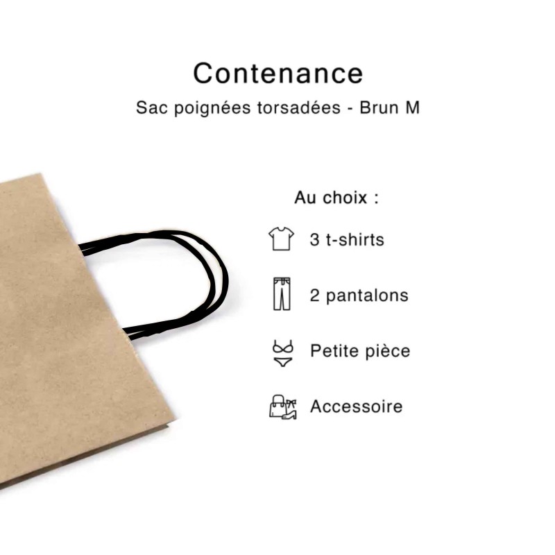Sac kraft M Poignées Noires – Écolo, Personnalisable & Prêt à l’Envoi!
