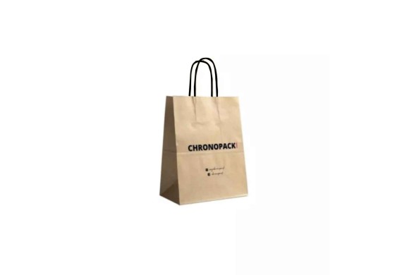 Chronopack Sac poignées torsadées noires kraft S