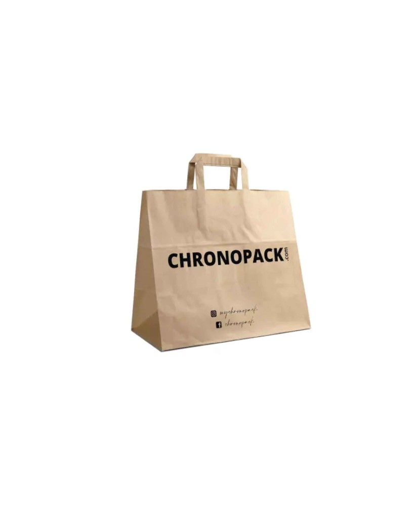 Chronopack Sac kraft brun takeaway poignées plates