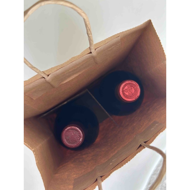 Bolsa de 2 botellas marrón personalizable, entrega urgente y precio económico.